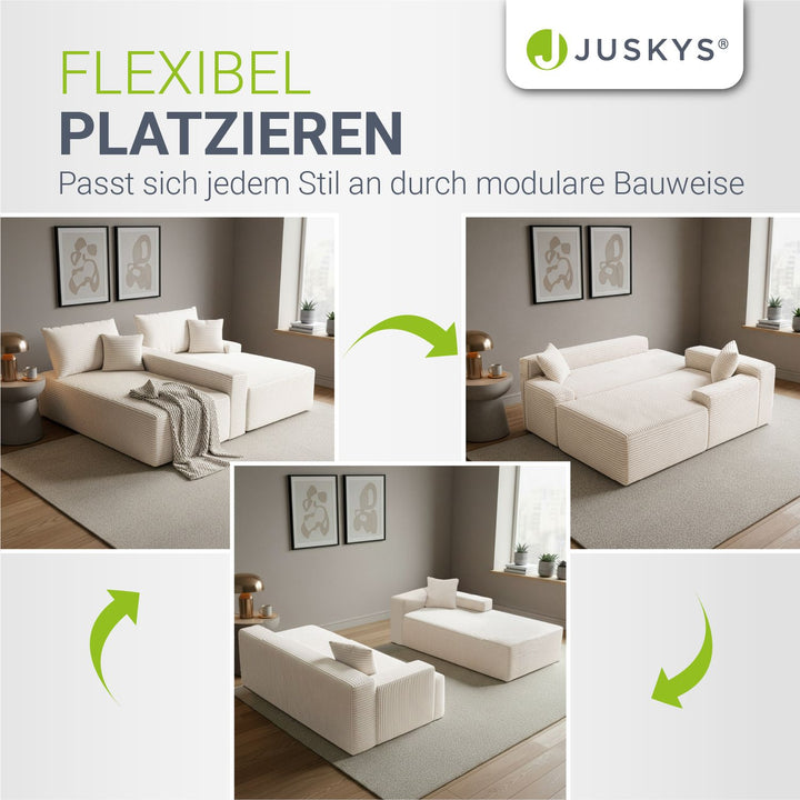 Sofa Coredo mit Cord Bezug & Dekokissen