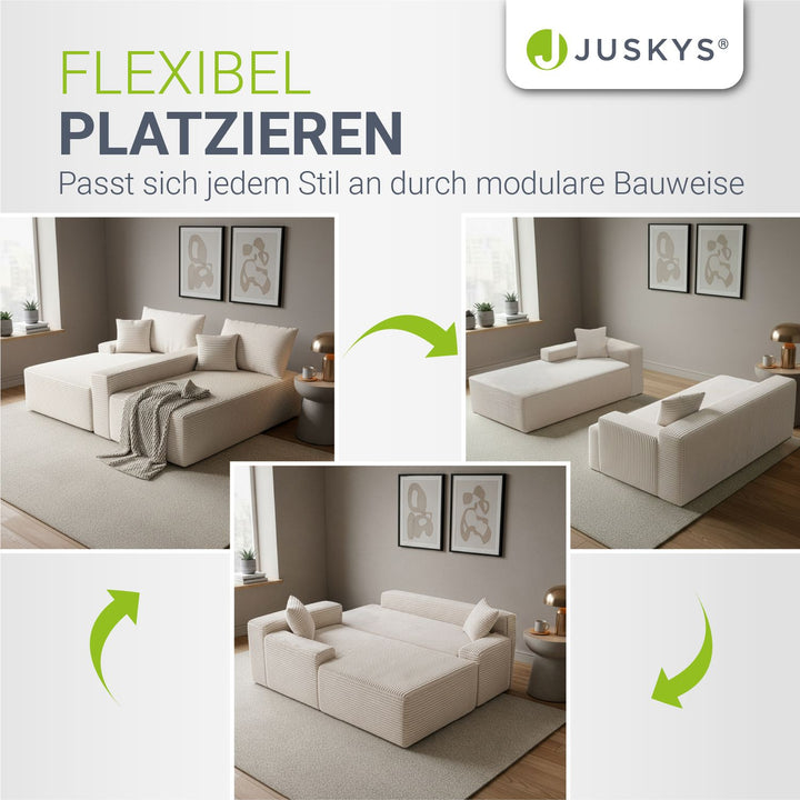Sofa Coredo mit Cord Bezug & Dekokissen