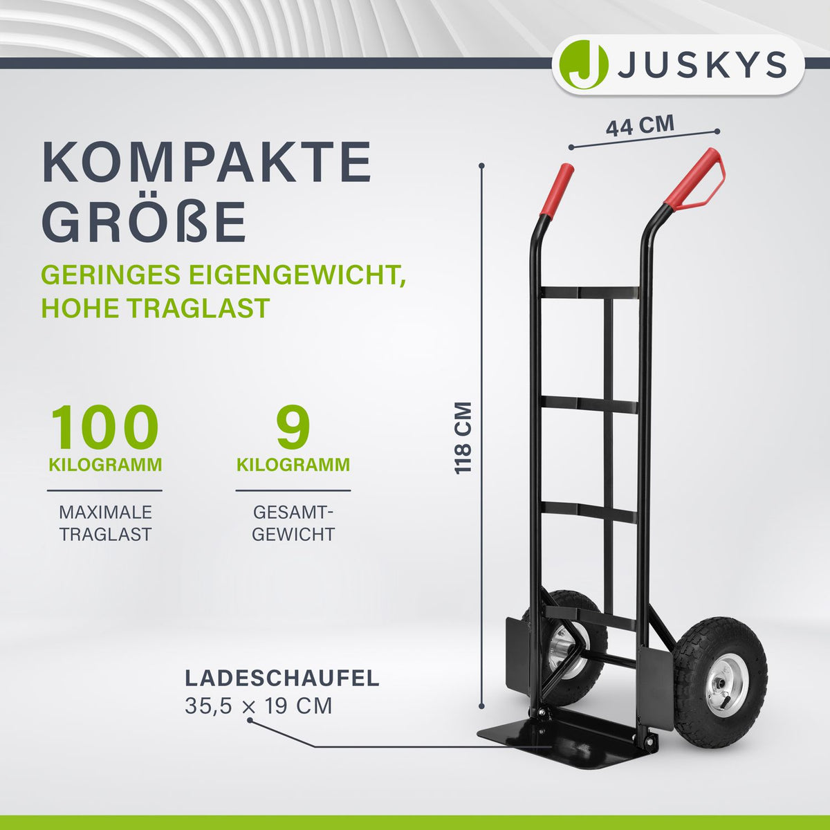Sackkarre Basic in schwarz mit roten Griffen klappbar