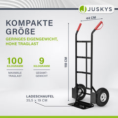Sackkarre Basic in schwarz mit roten Griffen klappbar