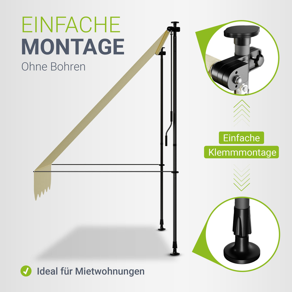 Klemmmarkise Kapstadt mit Handkurbel