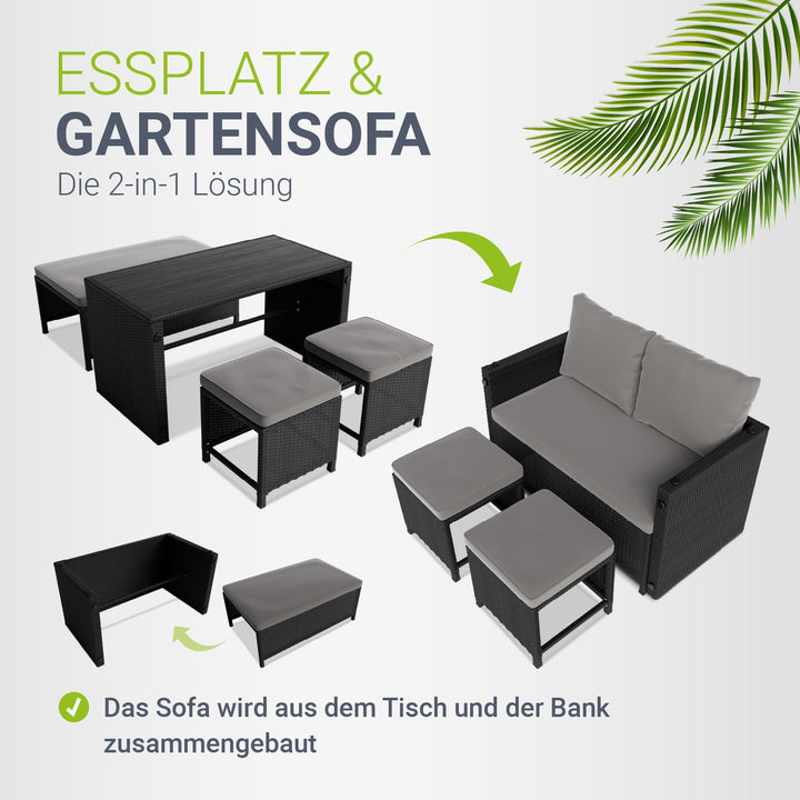 2in1 Polyrattan Gartenmöbel Jamaika