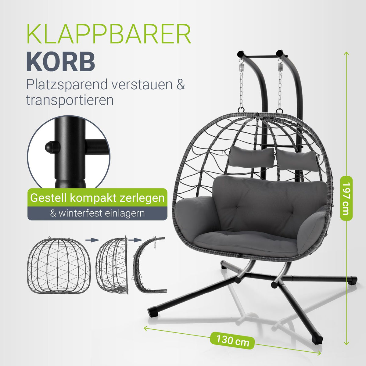Polyrattan Doppelhängesessel Aria
