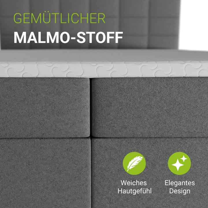 Boxspringbett Seattle - Malmo-Stoff