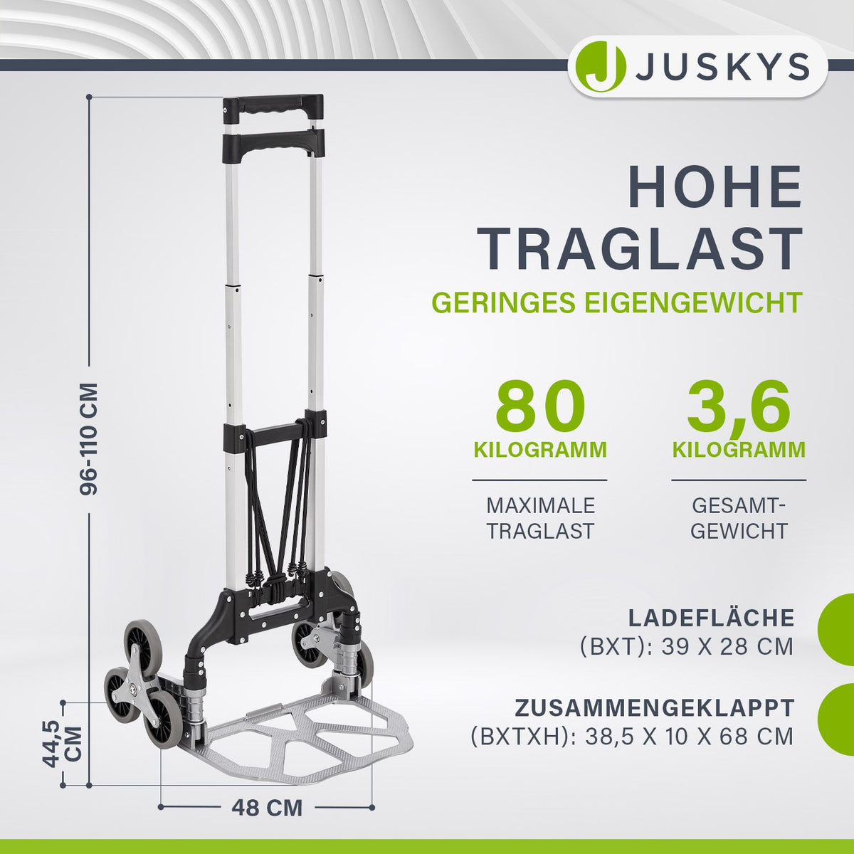 Klappbare Treppensackkarre bis 80 kg