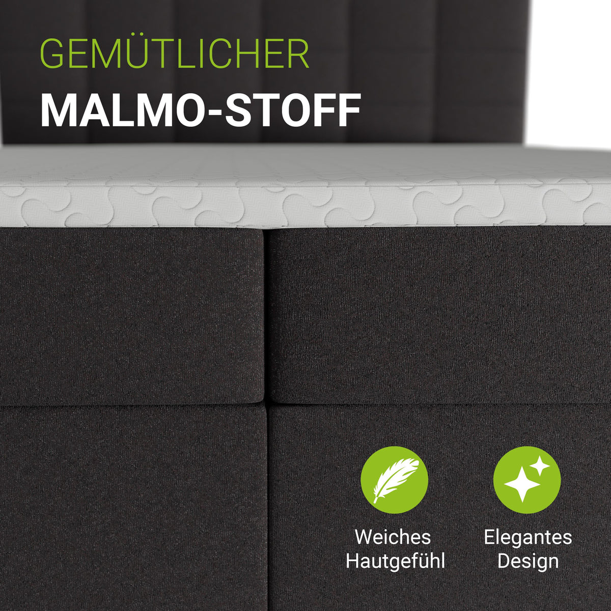 Boxspringbett Seattle - Malmo-Stoff