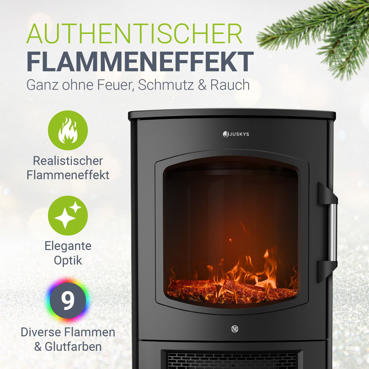 Elektrokaminofen 1800W mit Flammeneffekt