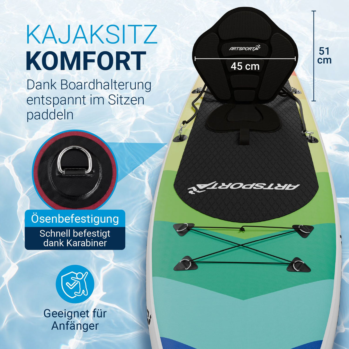 Stand Up Paddling Board mit Kajaksitz