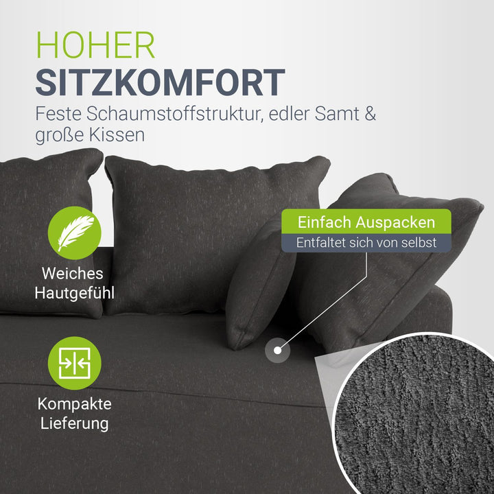 Sofa Tirano mit Ottomane & Dekokissen