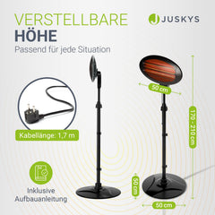 Infrarotstrahler 2000W Schwarz außen