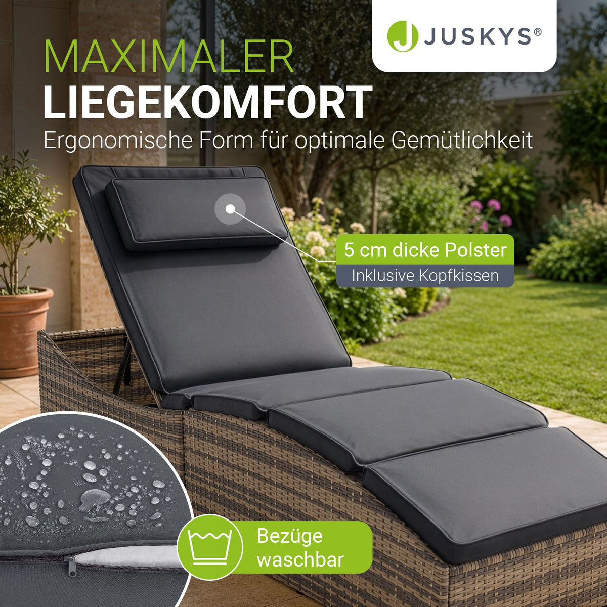 Faltbare Polyrattan Sonnenliege Lamia