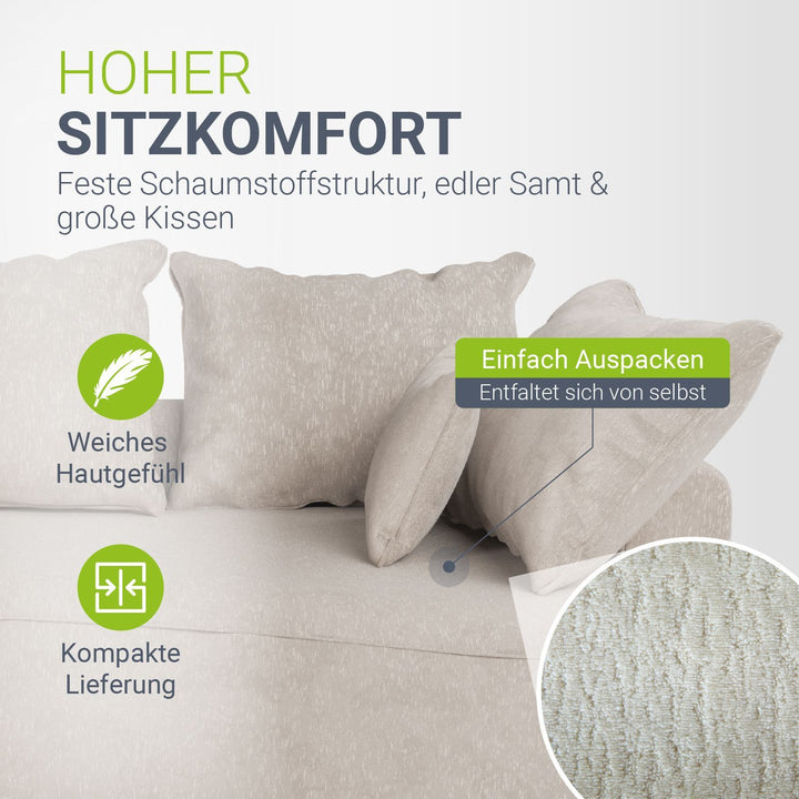 Sofa Tirano mit Ottomane & Dekokissen
