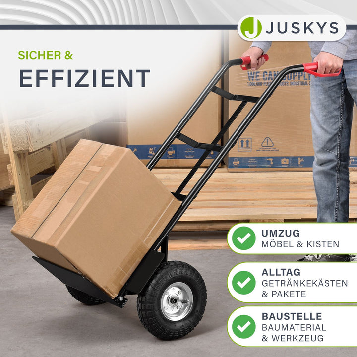 Sackkarre Basic in schwarz mit roten Griffen klappbar