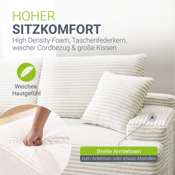Sofa Coredo mit Cord Bezug & Dekokissen