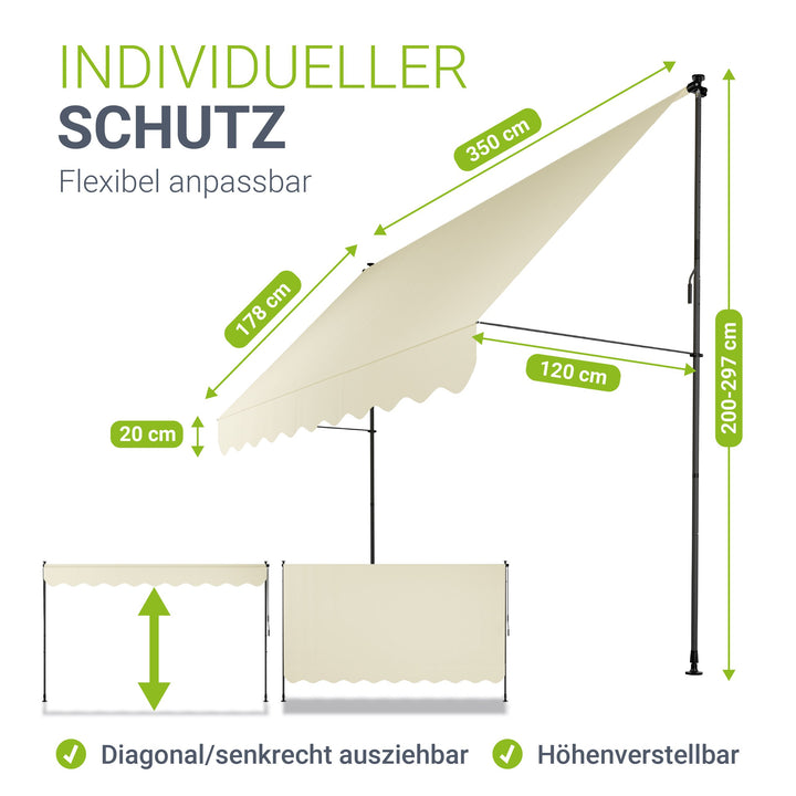 Klemmmarkise Kapstadt mit Handkurbel