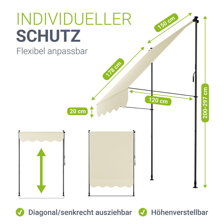 Klemmmarkise Kapstadt mit Handkurbel