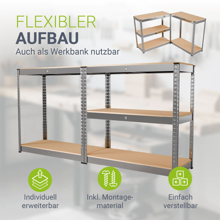 Lagerregal Basic 2er bis 8er Set 180 x 90 x 40 cm