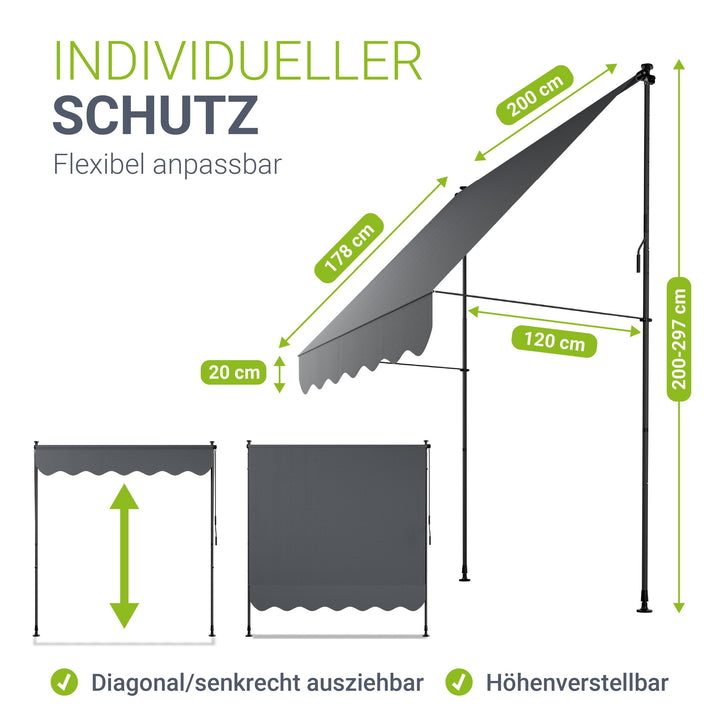 Klemmmarkise Kapstadt mit Handkurbel