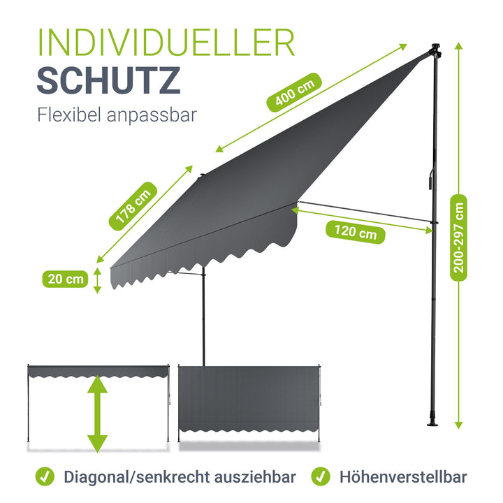 Klemmmarkise Kapstadt mit Handkurbel