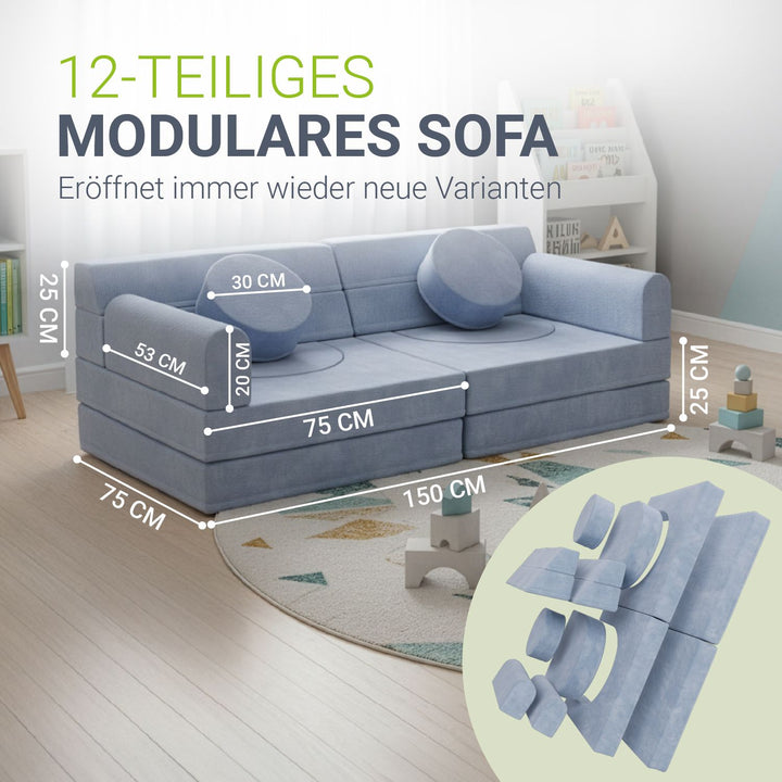 Kindersofa Kayo mit Cord Bezug & Kissen