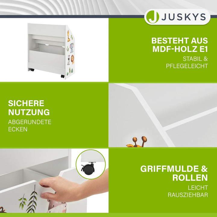 Kinder Bücherregal mit 3 Fächern und herausziehbarer Spielzeugkiste