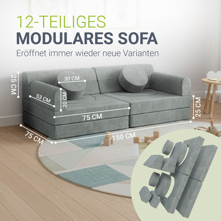 Kindersofa Kayo mit Cord Bezug & Kissen