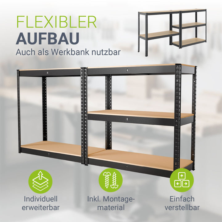 Lagerregal Basic 2er bis 8er Set 180 x 90 x 40 cm