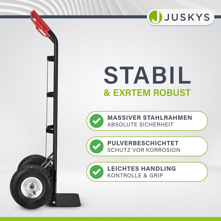 Sackkarre Basic in schwarz mit roten Griffen klappbar