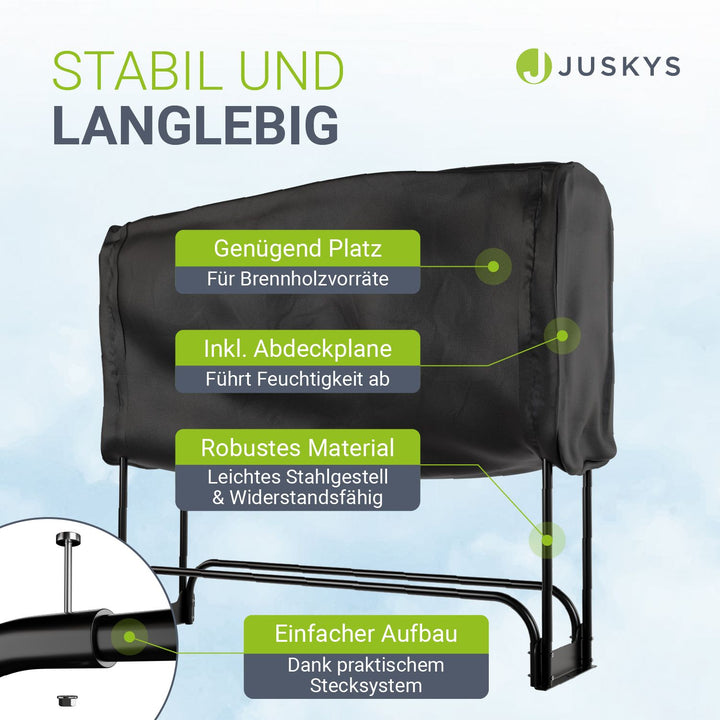 Kaminholzregal außen mit Abdeckung