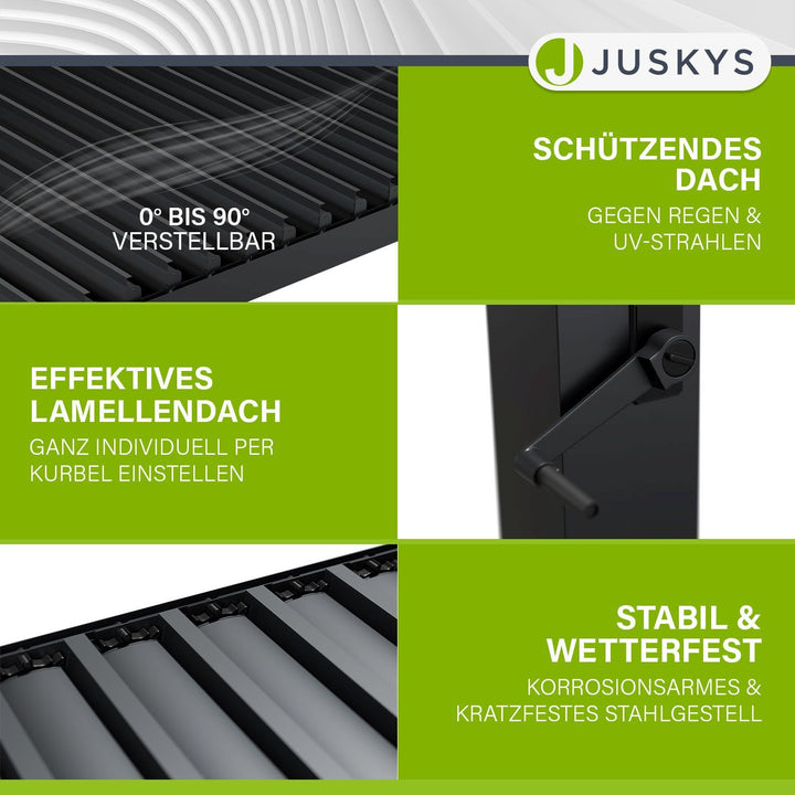 Lamellendach Tahiti 3 x 3 m inkl. 1x Seitenwand 3 m
