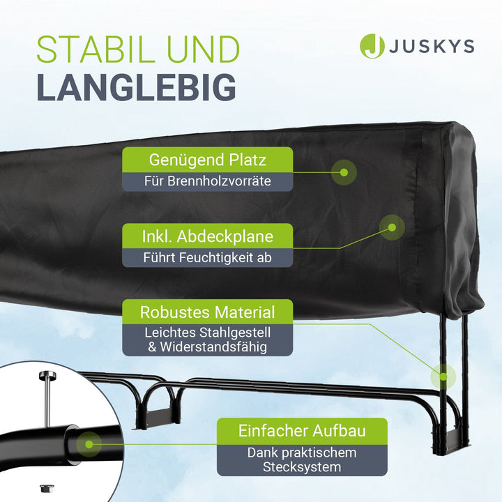 Kaminholzregal außen mit Abdeckung