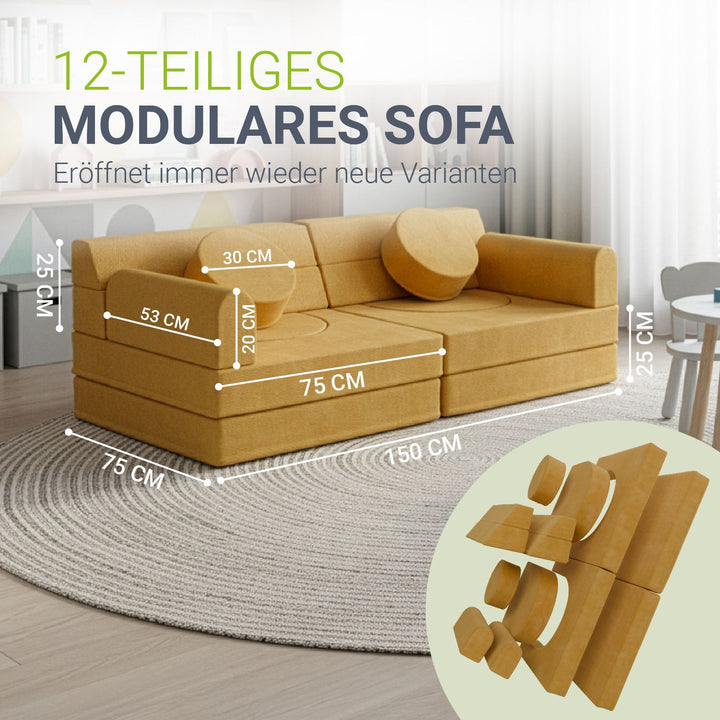 Kindersofa Kayo mit Cord Bezug & Kissen