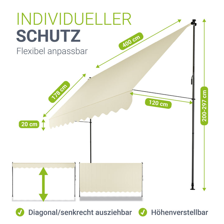 Klemmmarkise Kapstadt mit Handkurbel
