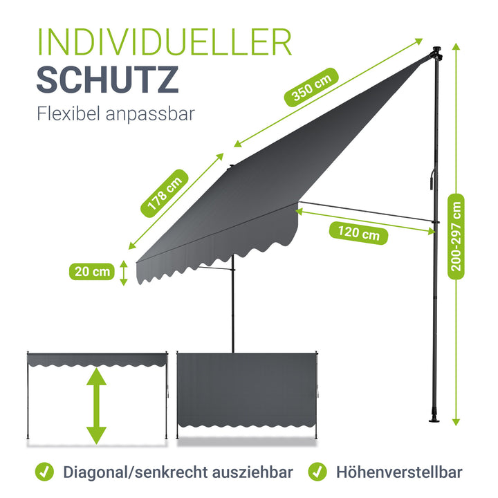 Klemmmarkise Kapstadt mit Handkurbel