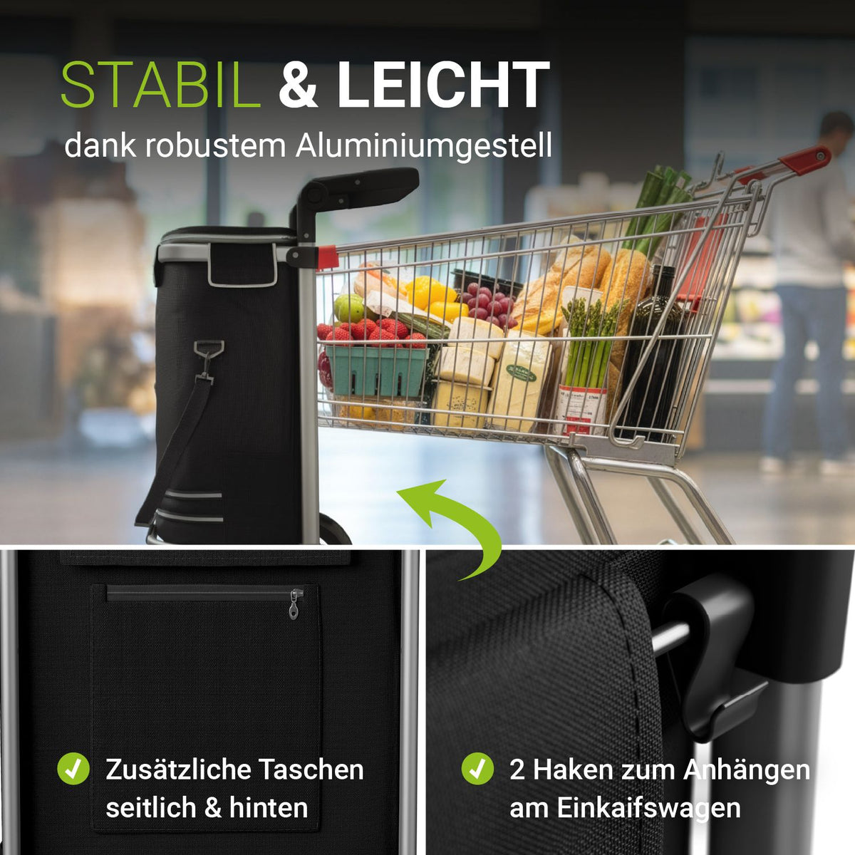 3in1 Einkaufstrolley - 56 L Kapazität