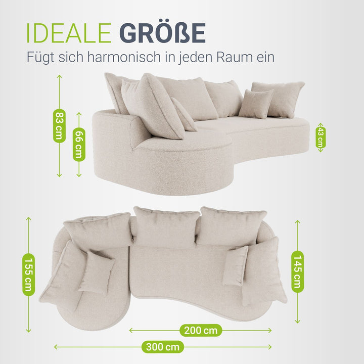 Sofa Tirano mit Ottomane & Dekokissen