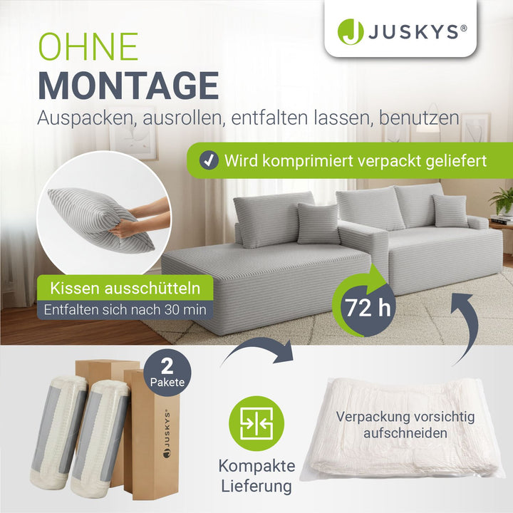 Sofa Coredo mit Cord Bezug & Dekokissen