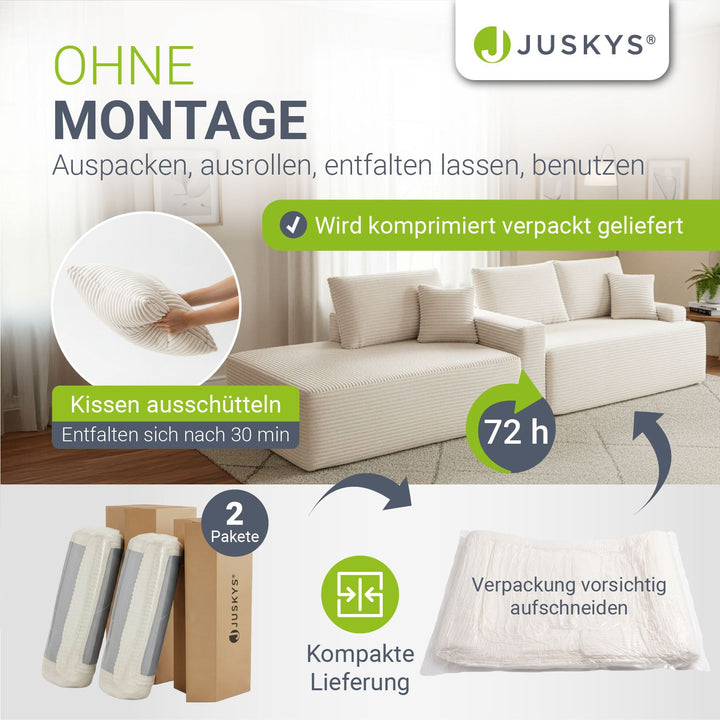 Sofa Coredo mit Cord Bezug & Dekokissen