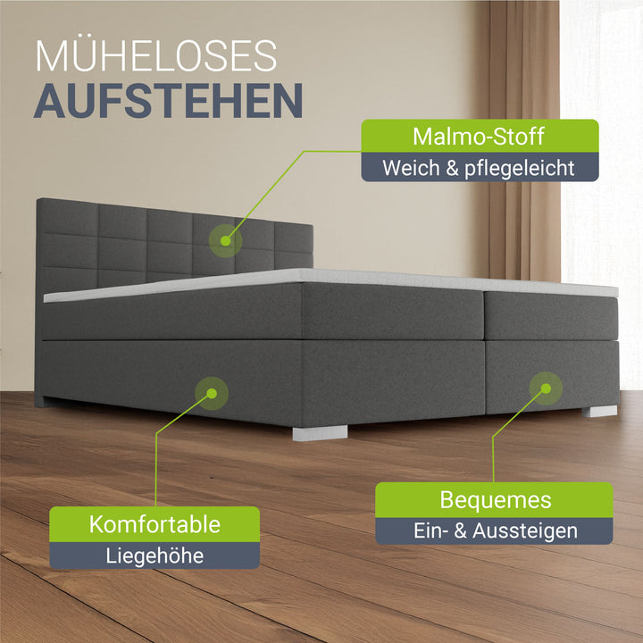 Boxspringbett Seattle - Malmo-Stoff
