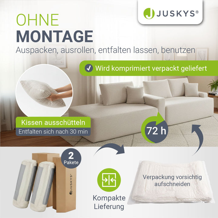 Sofa Coredo mit Cord Bezug & Dekokissen