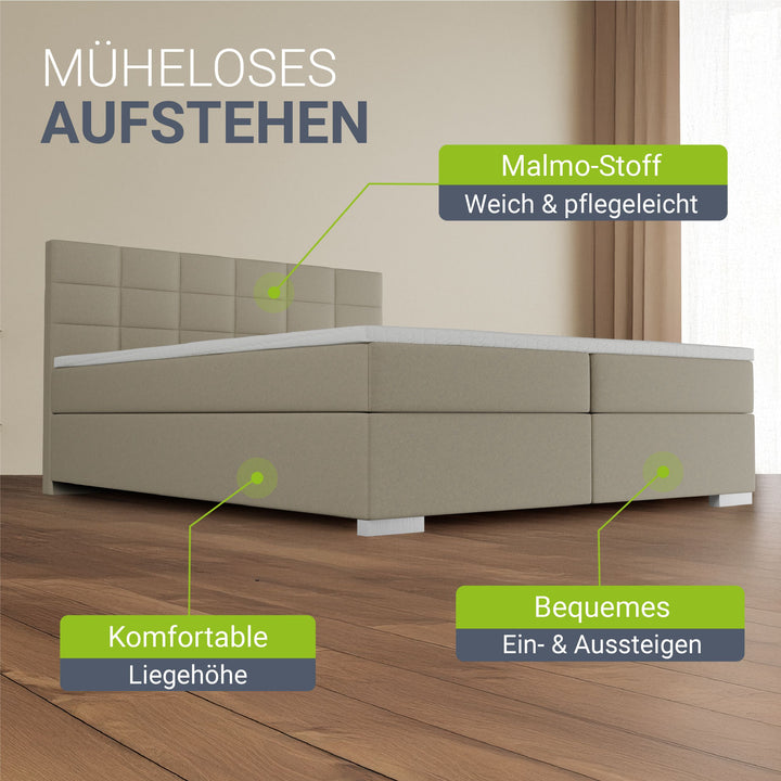 Boxspringbett Seattle - Malmo-Stoff