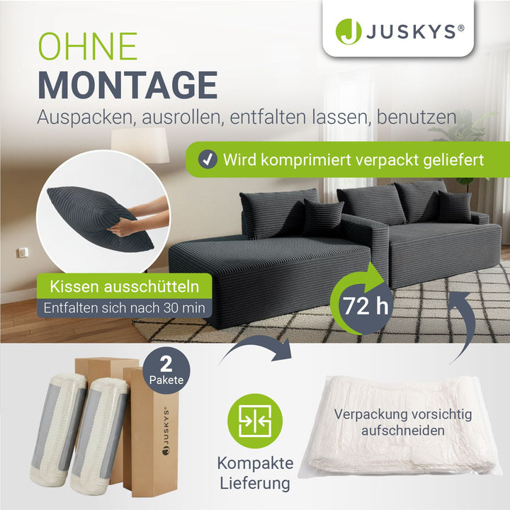 Sofa Coredo mit Cord Bezug & Dekokissen
