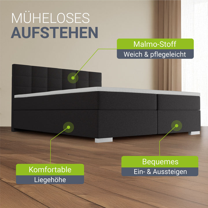 Boxspringbett Seattle - Malmo-Stoff