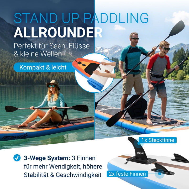 Stand Up Paddling Board mit Kajaksitz