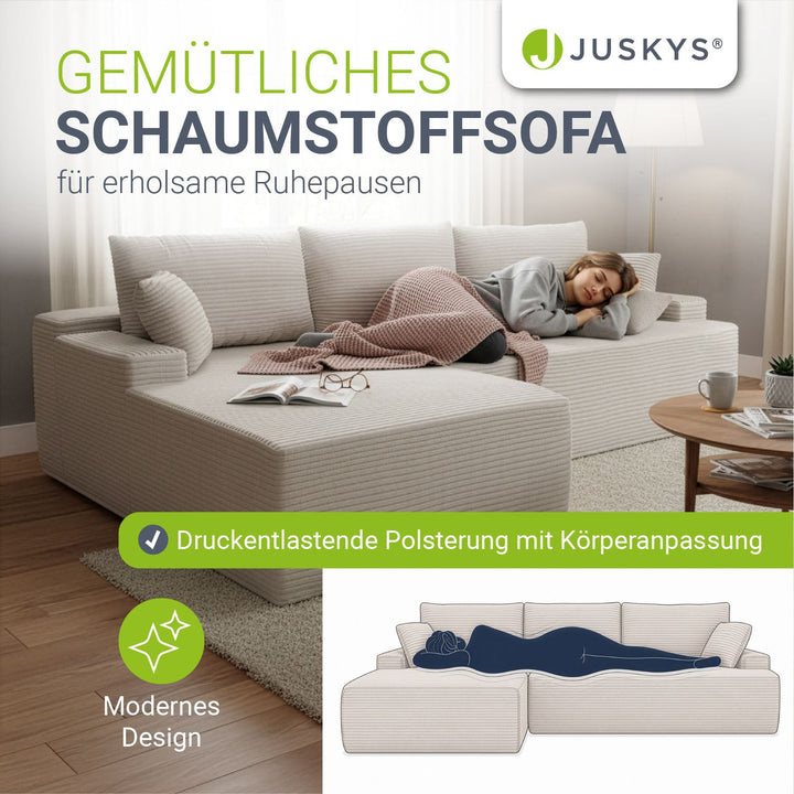 Sofa Coredo mit Cord Bezug & Dekokissen