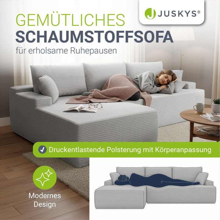 Sofa Coredo mit Cord Bezug & Dekokissen
