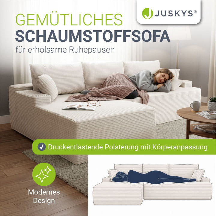 Sofa Coredo mit Cord Bezug & Dekokissen