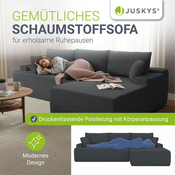 Sofa Coredo mit Cord Bezug & Dekokissen
