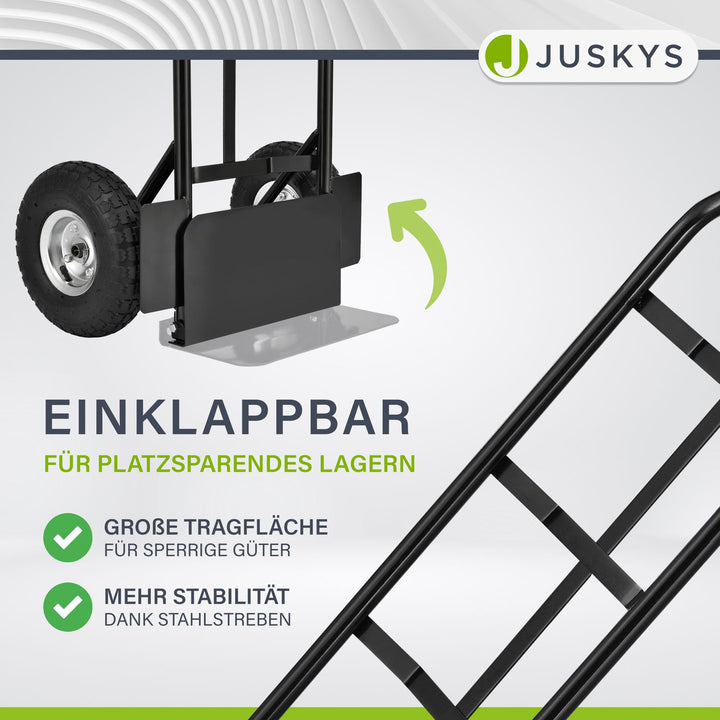 Sackkarre Basic in schwarz mit roten Griffen klappbar