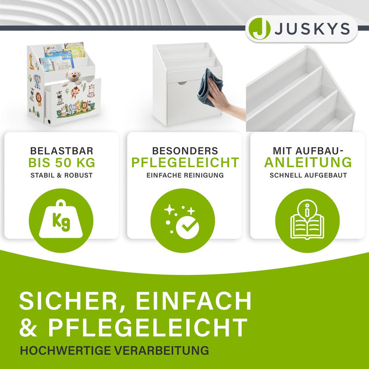 Kinder Bücherregal mit 3 Fächern und herausziehbarer Spielzeugkiste
